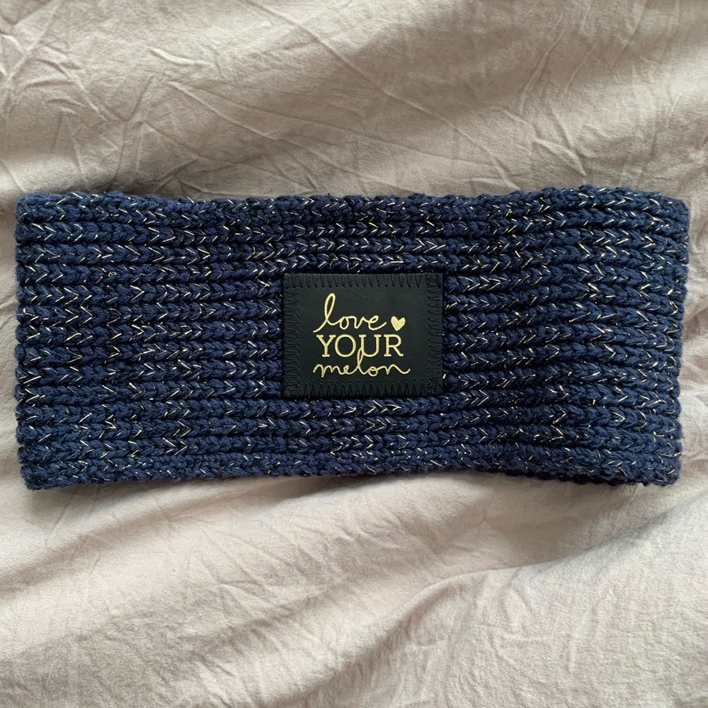 Love Your Melon Navy Metallic Gold Knit Headband